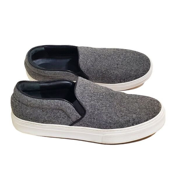 CELINE PARIS Size 40/10 Sneakers Gray Wool Leather Slip On Quiet Luxury Italy - Picture 1 of 12